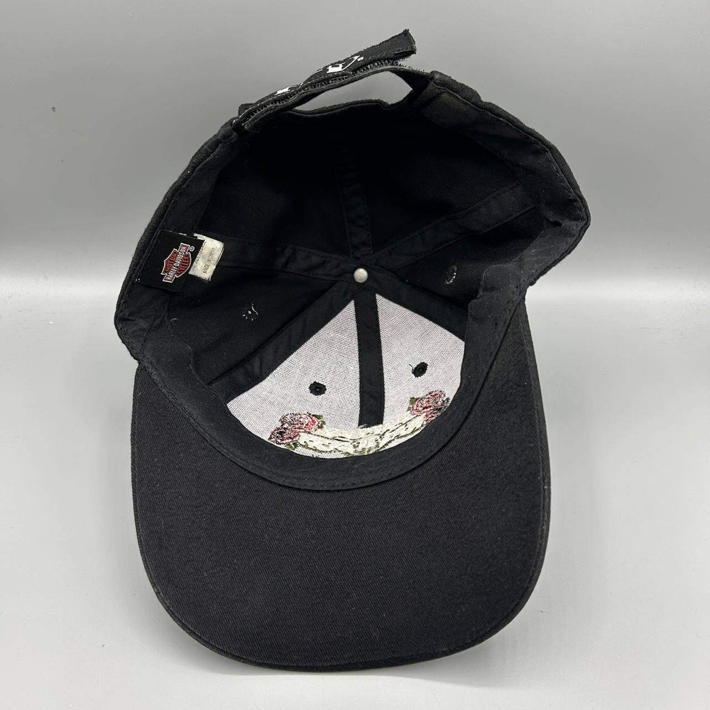 Harley Davidson Motorcycles‎ Hat Women Black Floral Strap Back Cap Cotton - Picture 2 of 8